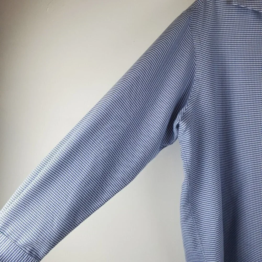 Hart Schaffner Marx Button Up Dress Shirt Mens XL Blue Puppytooth Long‎ Sleeve